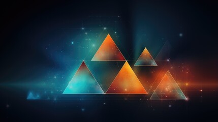 A mesmerizing abstract background featuring a geometric pattern of glowing triangles in shades of blue, orange, and red.