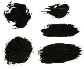 Set of paint stroke brushes for black paint, grunge design element, dirt banner, watercolor design, dirty texture. Modern course