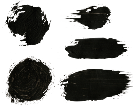 Set of paint stroke brushes for black paint, grunge design element, dirt banner, watercolor design, dirty texture. Modern course