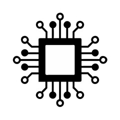 Processor Silhouette Icon Transparent Background