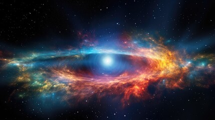 Obraz premium A stunning nebula in a deep space, with vibrant colors and swirling gases. The image is full of detail and wonder, capturing the beauty of the cosmos.
