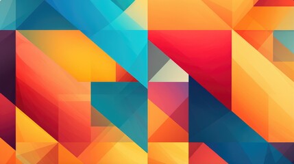 Obraz premium A vibrant abstract background with geometric shapes in a variety of colors. The bold colors and simple design create a modern and eye-catching look.