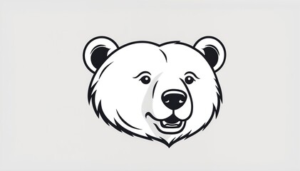 Naklejka premium stylized illustration of a bear's head. The design is minimalistic, using bold black lines to outline the bear's features, including its ears, eyes, and snout. The expression is neutral,