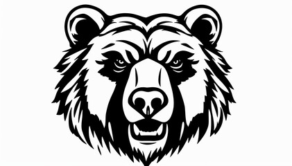 Fototapeta premium stylized illustration of a bear's head. The design is minimalistic, using bold black lines to outline the bear's features, including its ears, eyes, and snout. The expression is neutral,