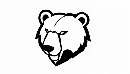 Naklejka premium stylized illustration of a bear's head. The design is minimalistic, using bold black lines to outline the bear's features, including its ears, eyes, and snout. The expression is neutral,