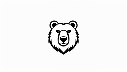 Obraz premium stylized illustration of a bear's head. The design is minimalistic, using bold black lines to outline the bear's features, including its ears, eyes, and snout. The expression is neutral,