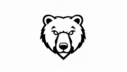 stylized illustration of a bear's head. The design is minimalistic, using bold black lines to outline the bear's features, including its ears, eyes, and snout. The expression is neutral,