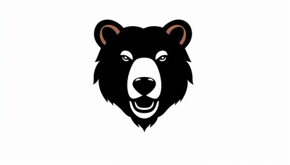 stylized illustration of a bear's head. The design is minimalistic, using bold black lines to outline the bear's features, including its ears, eyes, and snout. The expression is neutral,