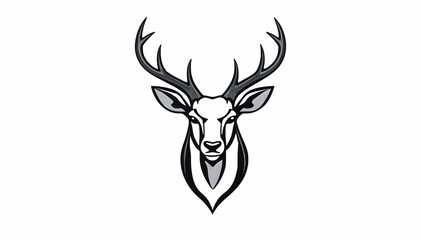 Fototapeta premium deer head icon. deer head silhouette. deer head vector. head silhouette. silhouette of a deer. black and white deer