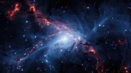 Fototapeta premium A vibrant nebula swirls with cosmic dust and gas, illuminated by the brilliance of distant stars.