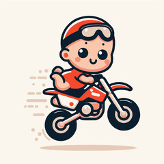 Baby boy riding motocross motorcycle