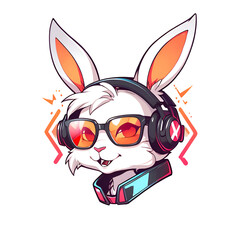 Cool Bunny with Headphones