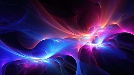 Obraz premium Abstract background with glowing lines and shapes in vibrant blue, pink, and orange colors.