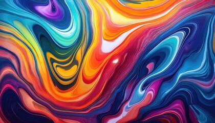 Obraz premium Abstract painting of colorful swirls and colors on a black background
