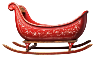 PNG Red sleigh furniture white background decoration.