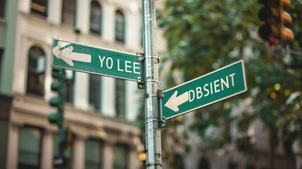Street Signs Pointing in Opposite Directions in an Urban Setting