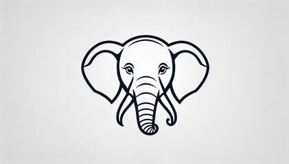 Fototapeta premium simple, stylized illustration of an elephant's head. The design is minimalistic, using clean lines to depict the elephant's large ears, trunk, and tusks. elephant cartoon isolated on white