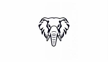 Fototapeta premium simple, stylized illustration of an elephant's head. The design is minimalistic, using clean lines to depict the elephant's large ears, trunk, and tusks. elephant cartoon isolated on white