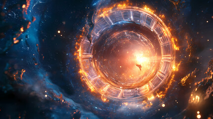 Fototapeta premium Time portal to a different dimension. Time Portal. Illustration