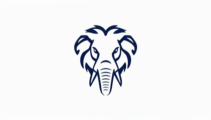 Fototapeta premium simple, stylized illustration of an elephant's head. The design is minimalistic, using clean lines to depict the elephant's large ears, trunk, and tusks. elephant cartoon isolated on white