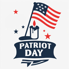 Patriot Day Candle and American Flag Illustration