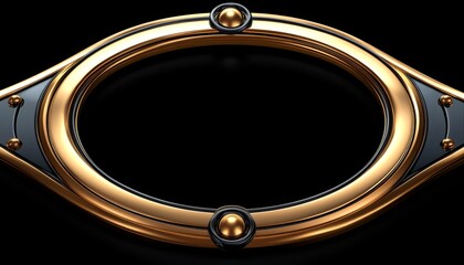 Obraz premium Abstract Gold and Black Oval Frame with Studs