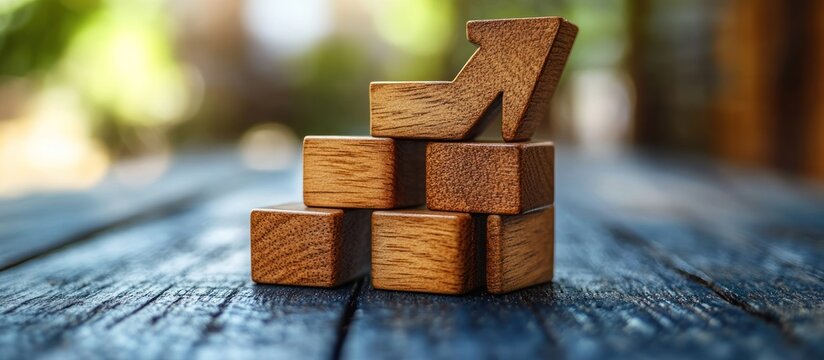 Wooden Blocks Representing Growth and Success