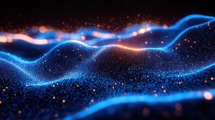 Fototapeta premium abstract digital landscape of navy blue binary code flowing data streams tech aesthetic glowing numerals matrixinspired design