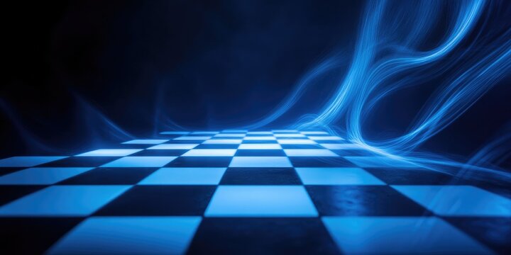 abstract chessboard on dark background lighted with snoot