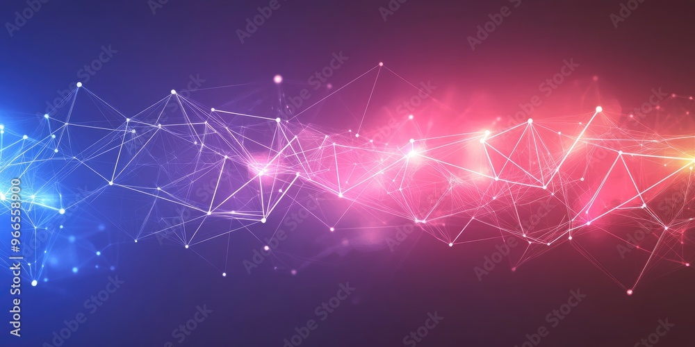 Poster Polygonal abstract space with connected dots and lines, suitable for a technology or science background.