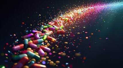 Dramatic Vibrant Explosion of Colorful Energetic Lights Bursts and Sparks Creating a Powerful Dynamic and Radiant Abstract Background