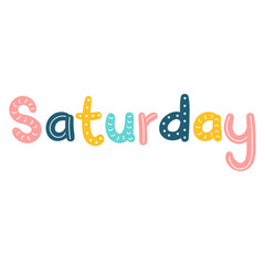 Hand Drawn Lettering of Days of the Week for Kindergarten Education