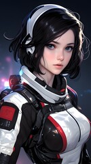 Futuristic Female Astronaut Portrait.