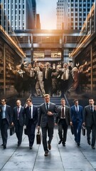 Double exposure image of business and finance