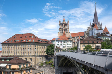 Fototapeta premium The old town of city of Lausanne, Switzerland