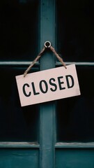 A closed sign hangs from a door that says closed