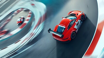 Blurred Cars Racing Around a Track Conveying Intense Speed and Action