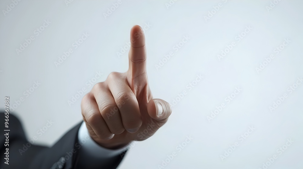 Aufkleber businessman pointing at invisible screen with confidence and purpose