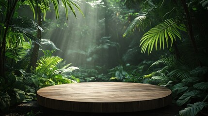 Jungle Background with Wooden Platform