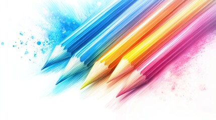Colorful Pencils on a White Background