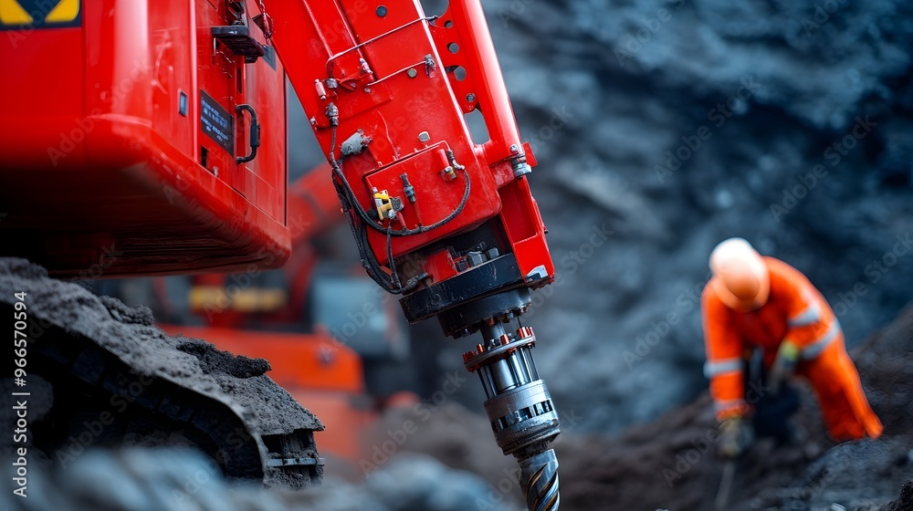 Aufkleber Close up View of a Drilling Machine Piercing Through Layers of Rock in a Chinese Ultra Deep Borehole Project