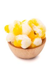 Freeze Dried Lemon Flavored Candy Isolated on a White Background