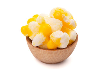 Freeze Dried Lemon Flavored Candy Isolated on a White Background
