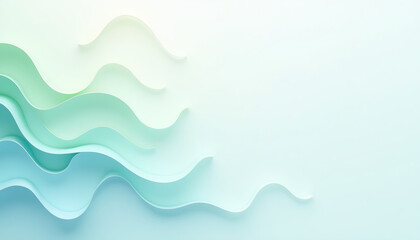 Soft Teal Wavy Layers on a Light Background