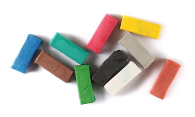 Colorful plasticine for modelling isolated on white background
