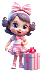 Fototapeta premium PNG Smiling cartoon doll gift.