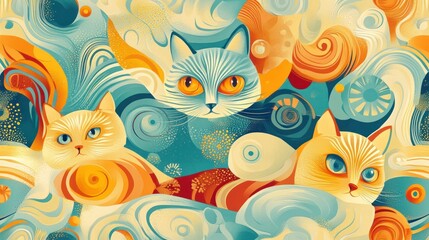 Whimsical Cat Pattern