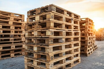 Stacked Wooden Pallets in an Outdoor Setting