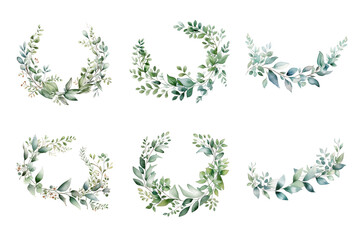 Leaf Garland Collection Bundle Set Isolated on a Transparent Background