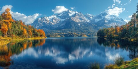 Majestic Mountain Range Reflecting in a Tranquil Lake